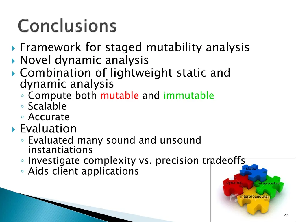 framework for staged mutability analysis novel