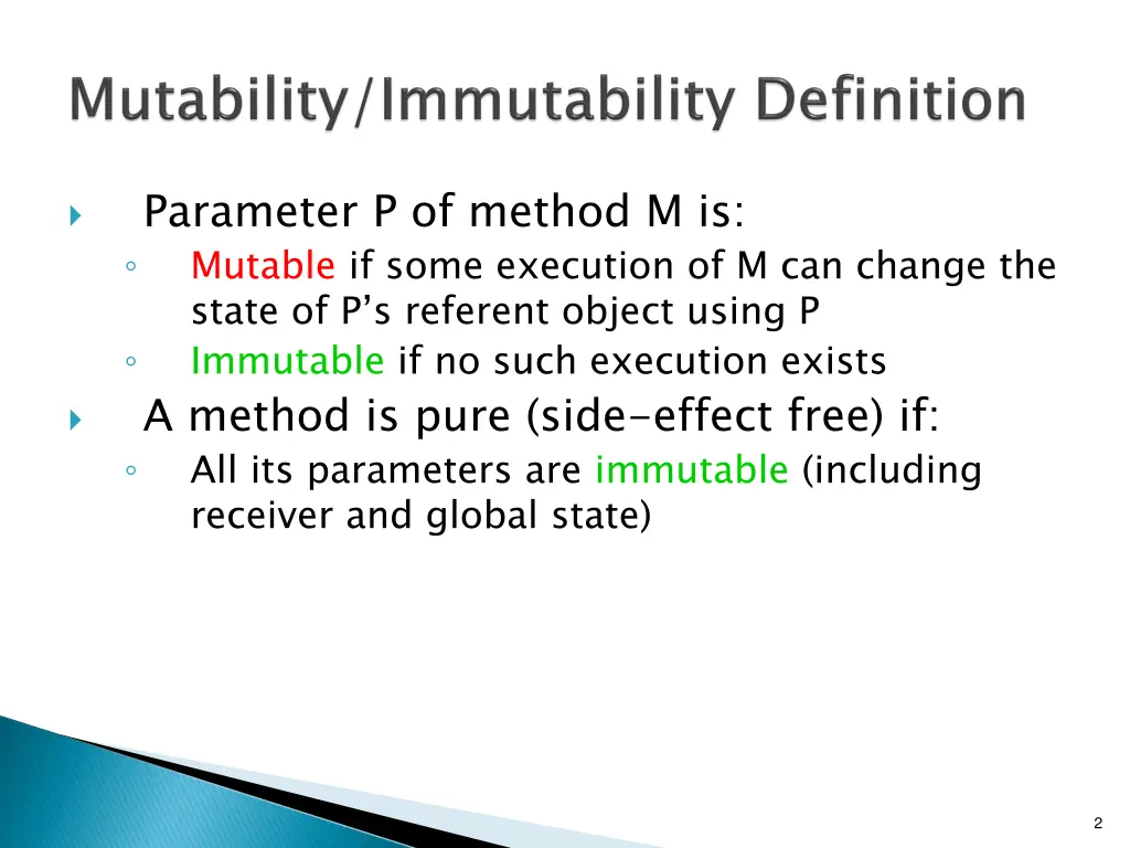 parameter p of method m is mutable if some