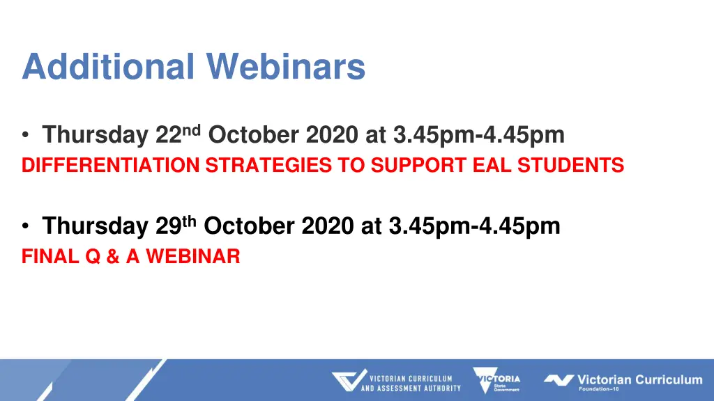 additional webinars