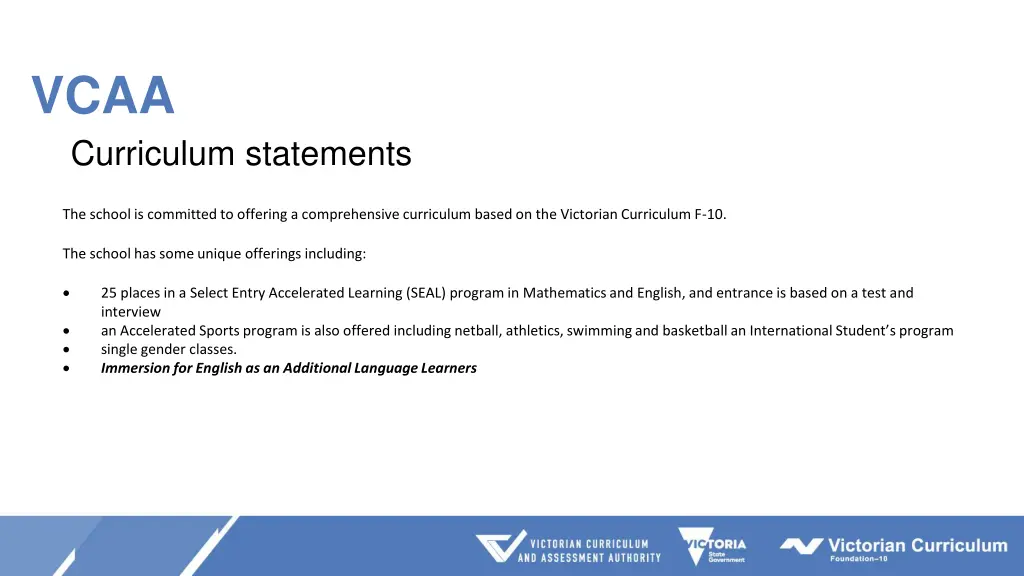 vcaa curriculum statements