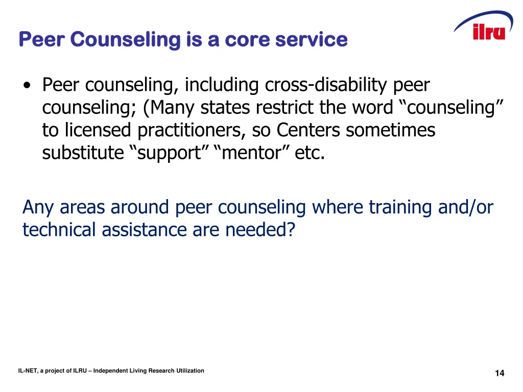 peer counseling is a core service peer counseling