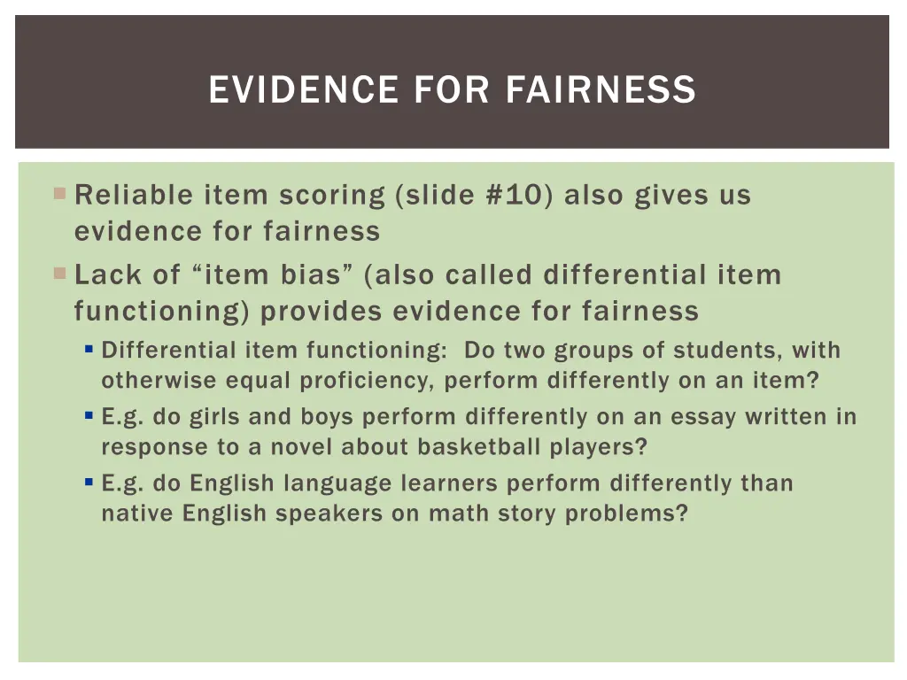 evidence for fairness