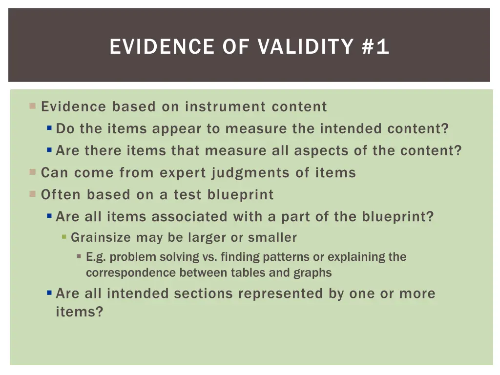 evidence of validity 1