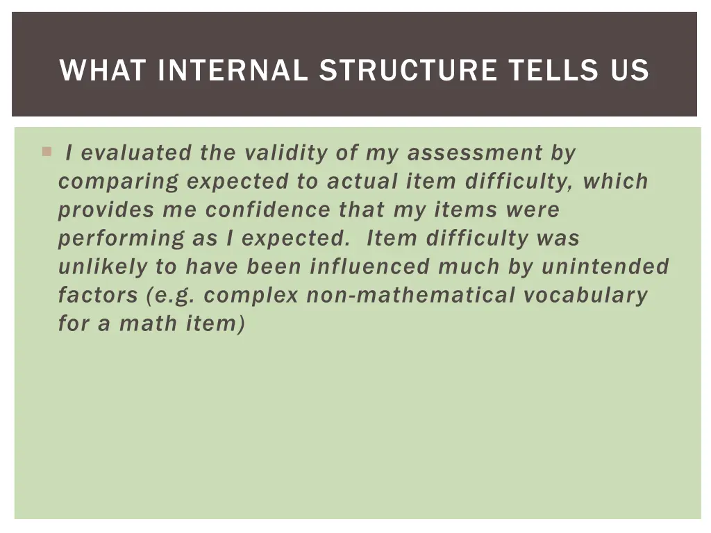 what internal structure tells us
