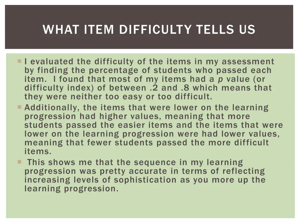 what item difficulty tells us