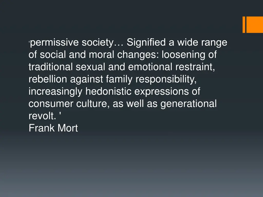 permissive society signified a wide range