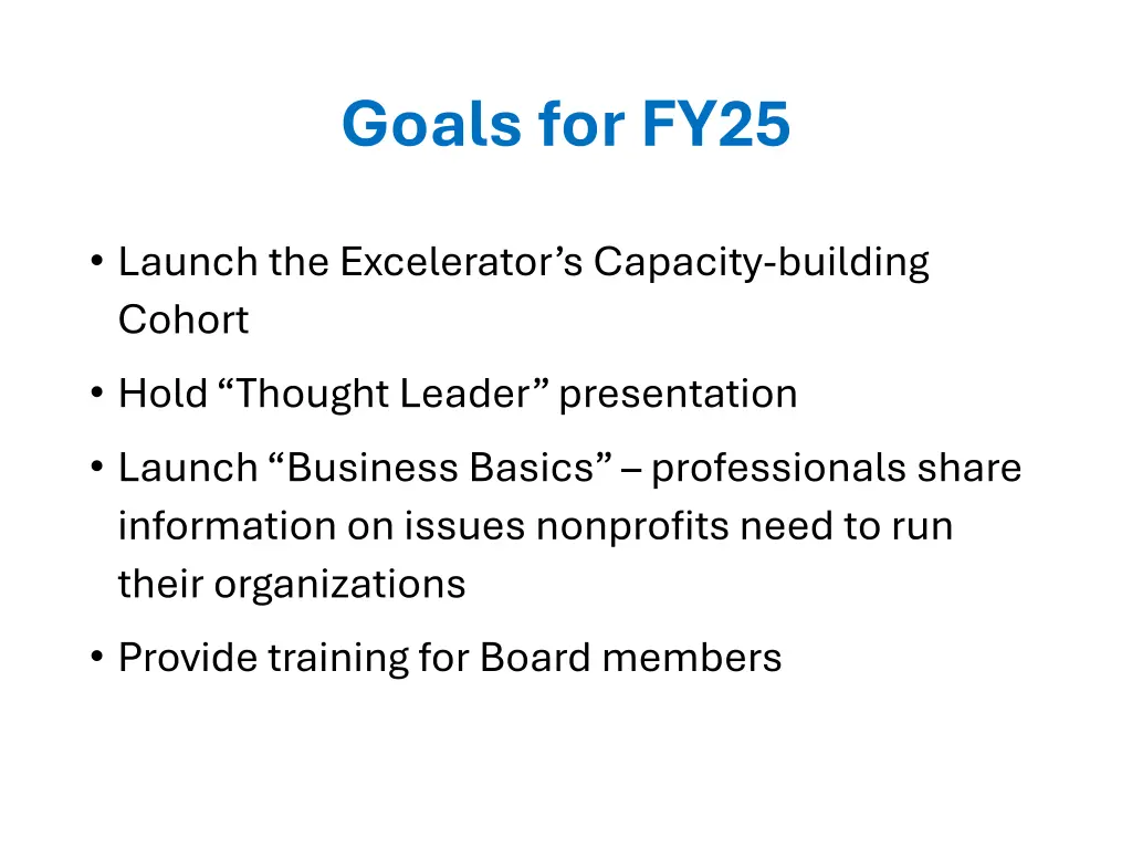 goals for fy25