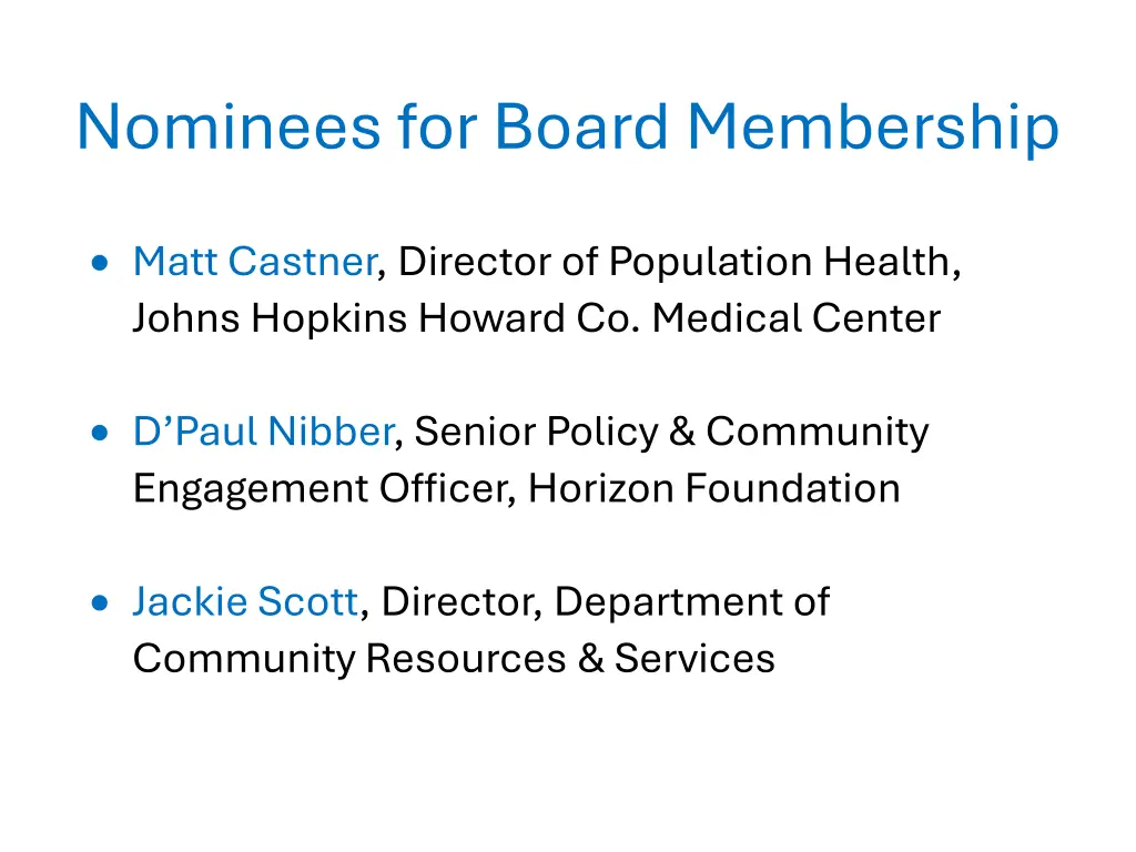 nominees for board membership