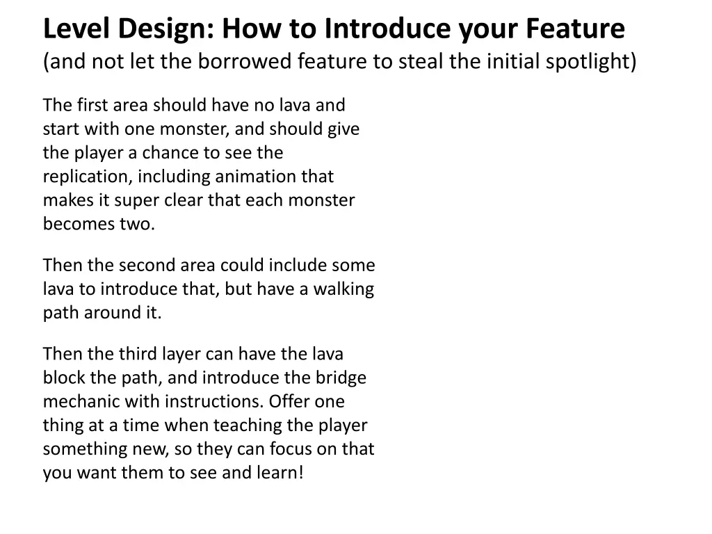 level design how to introduce your feature 1