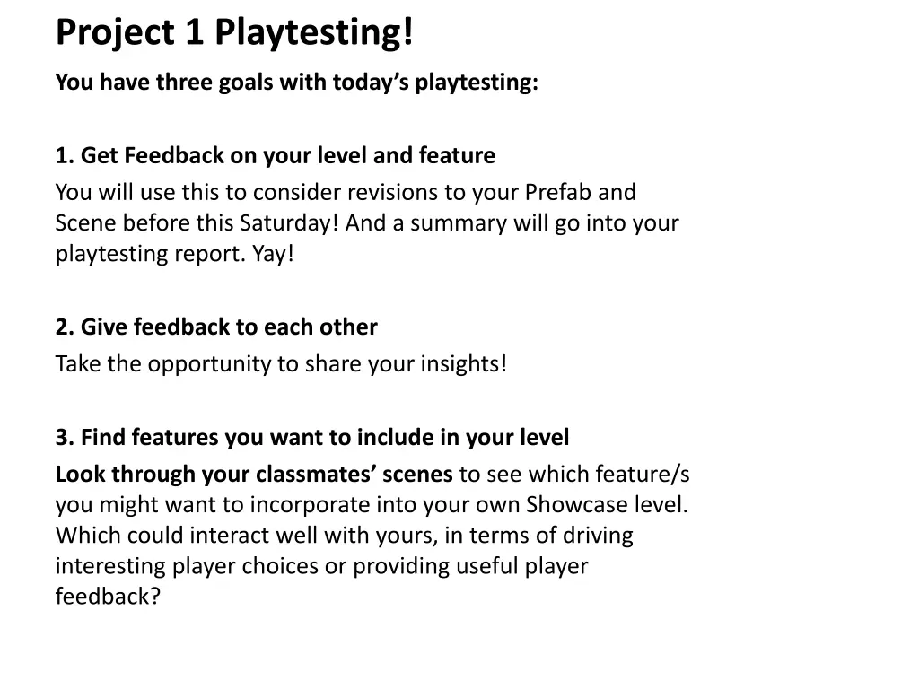 project 1 playtesting