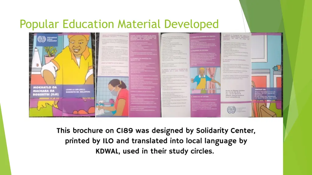 popular education material developed
