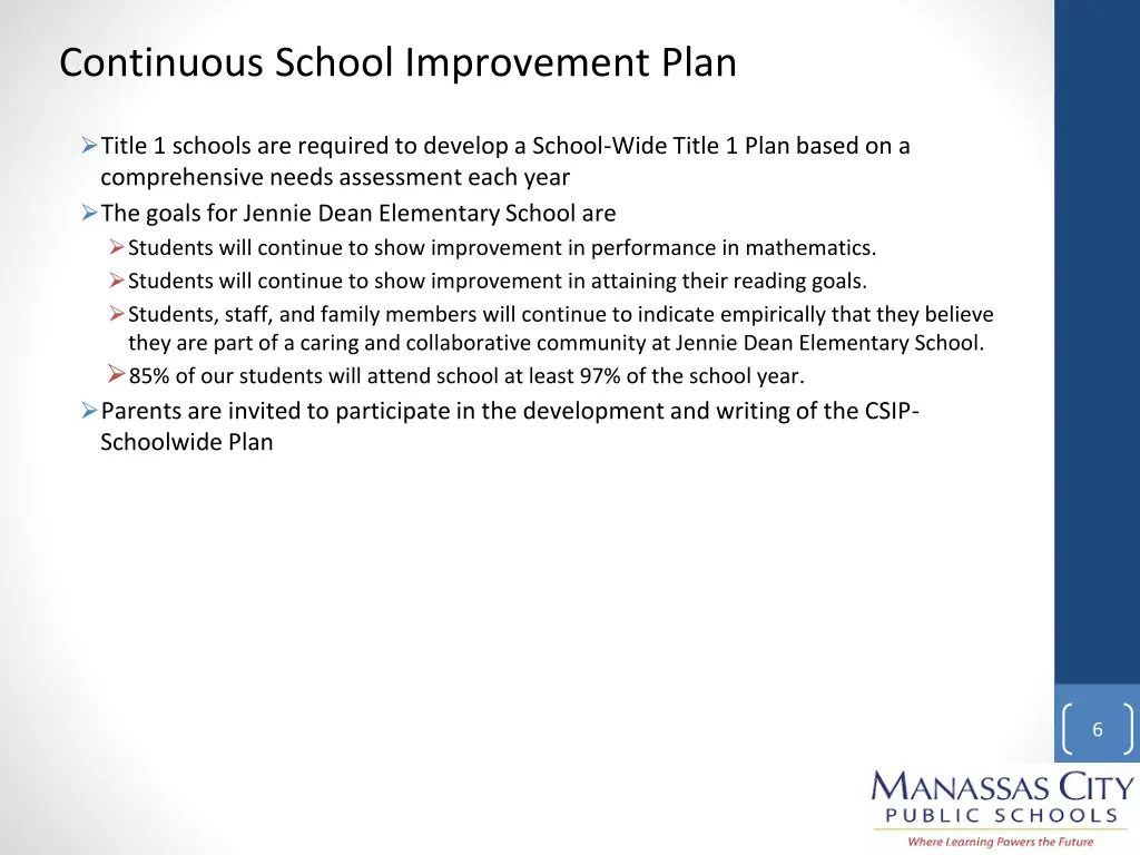 continuous school improvement plan