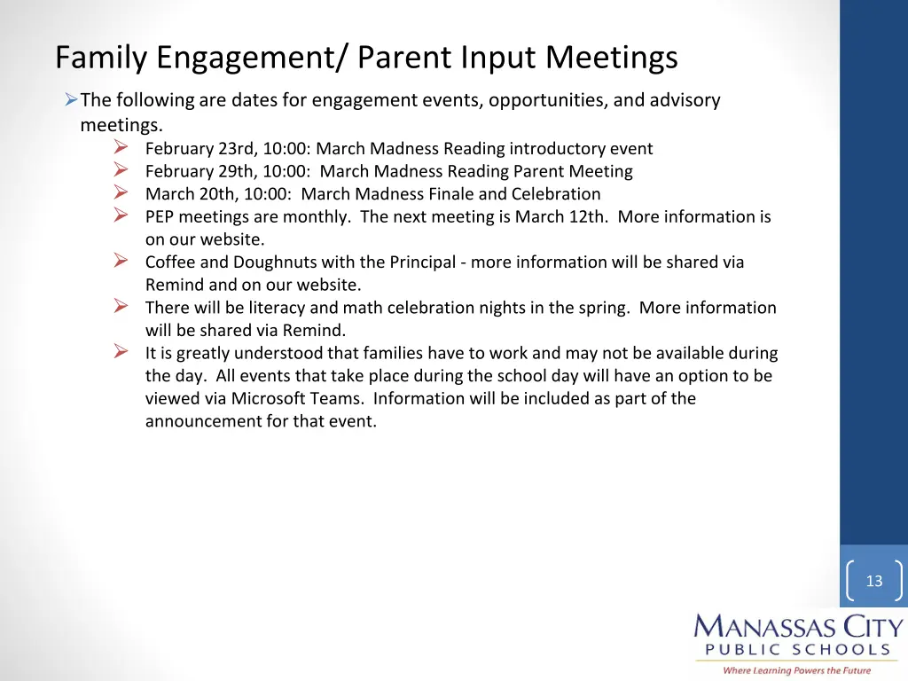 family engagement parent input meetings