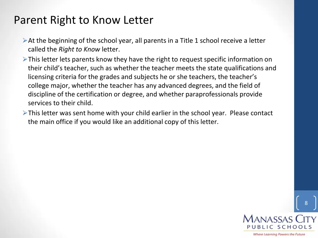 parent right to know letter