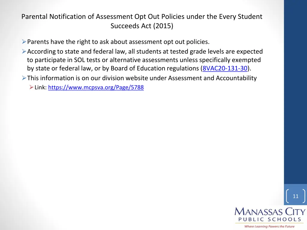 parental notification of assessment