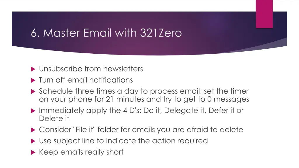 6 master email with 321zero