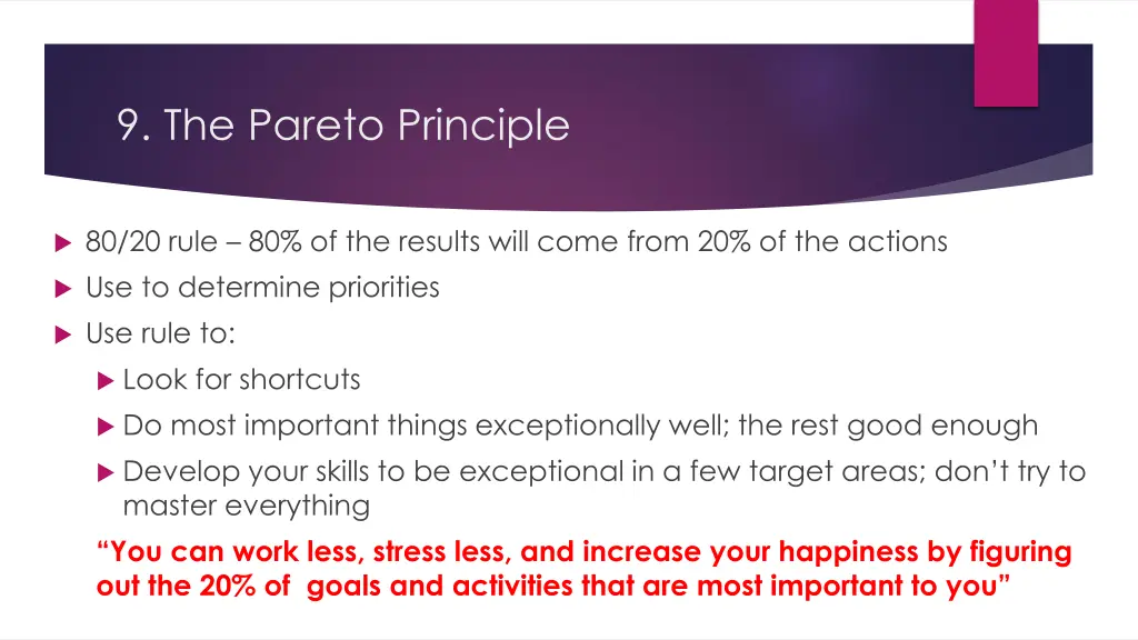 9 the pareto principle