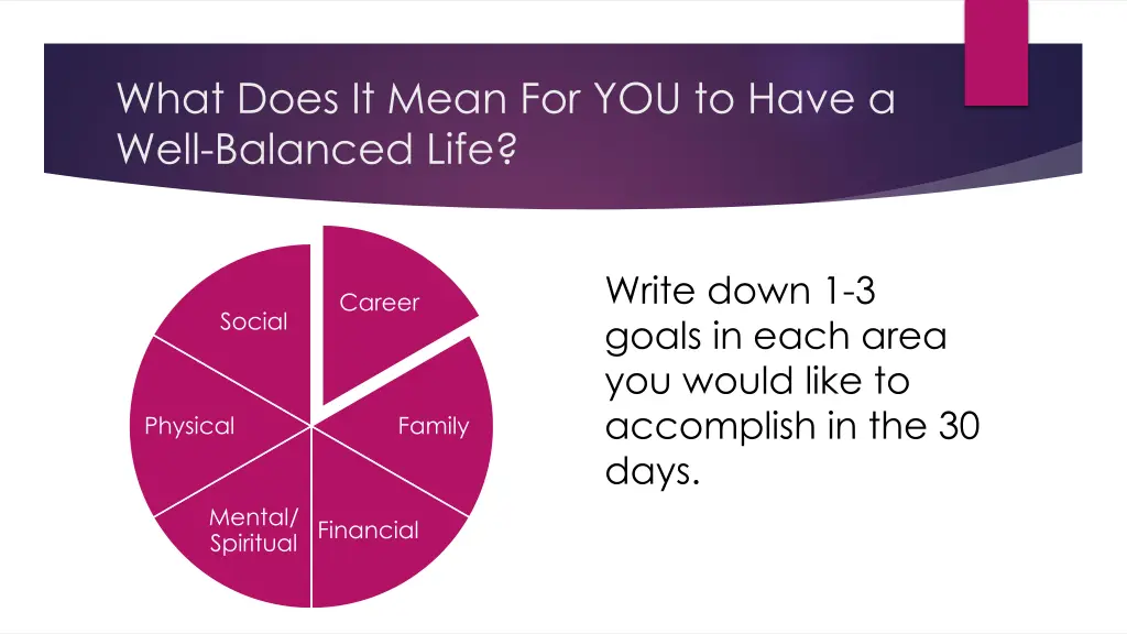 what does it mean for you to have a well balanced