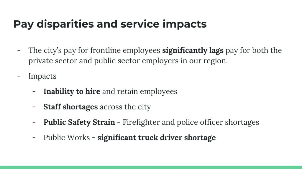 pay disparities and service impacts
