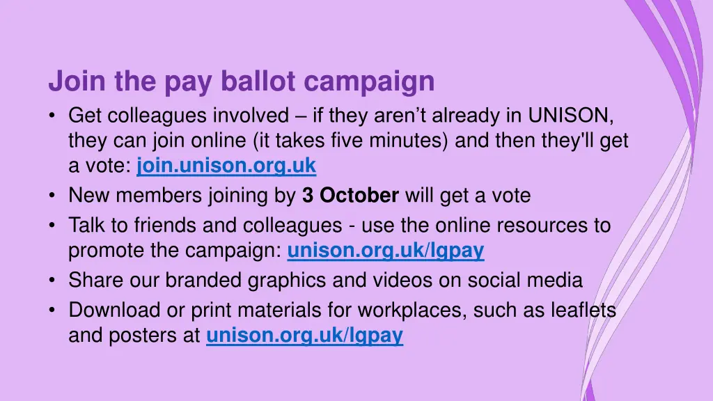 join the pay ballot campaign get colleagues