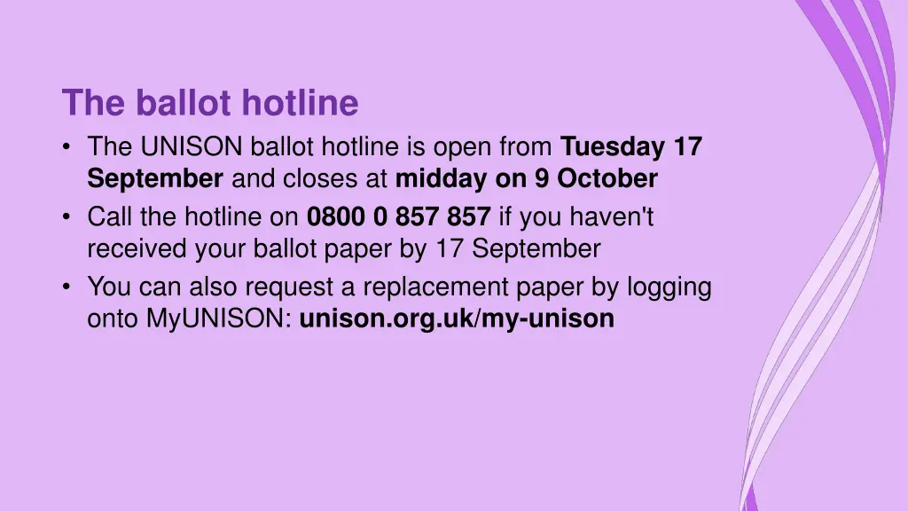 the ballot hotline the unison ballot hotline
