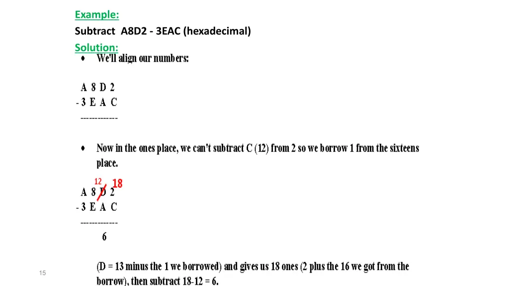 example subtract a8d2 3eac hexadecimal solution
