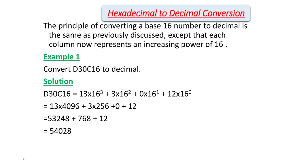 hexadecimal to decimal conversion hexadecimal