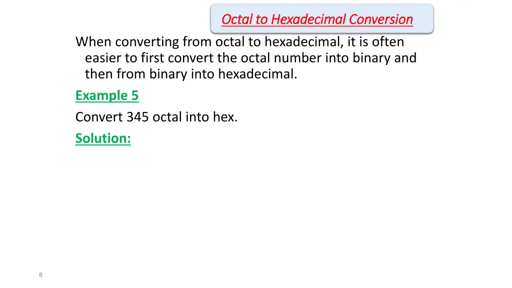 octal to hexadecimal conversion octal