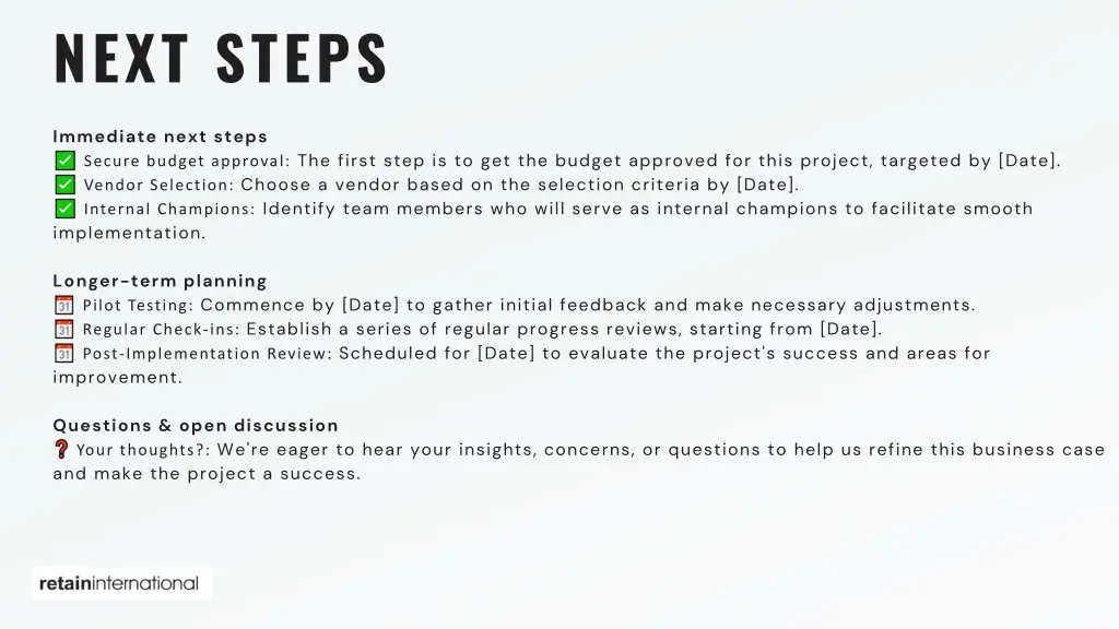next steps