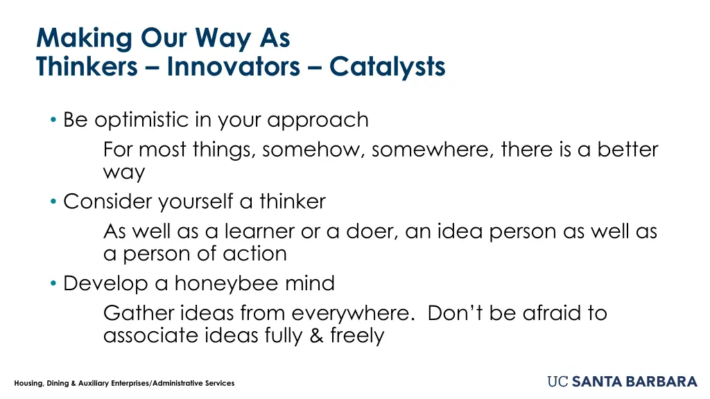 making our way as thinkers innovators catalysts