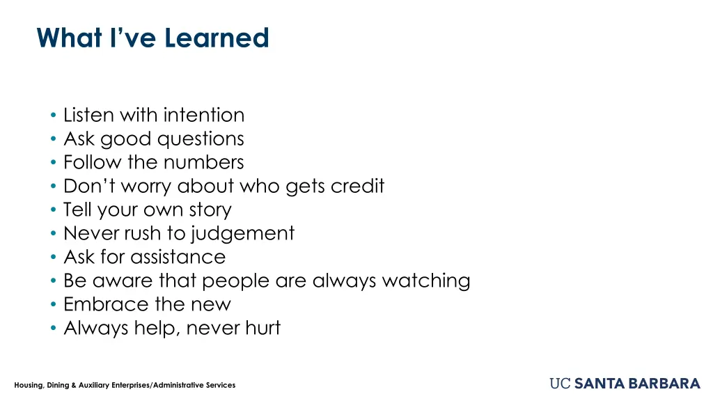 what i ve learned
