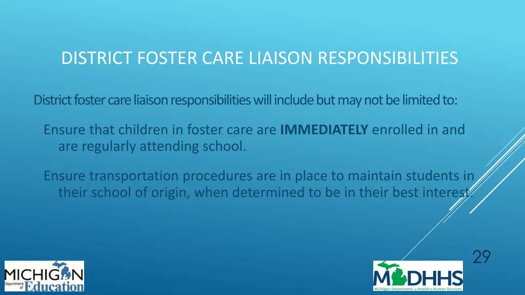 district foster care liaison responsibilities