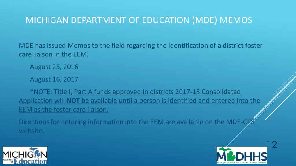 michigan department of education mde memos