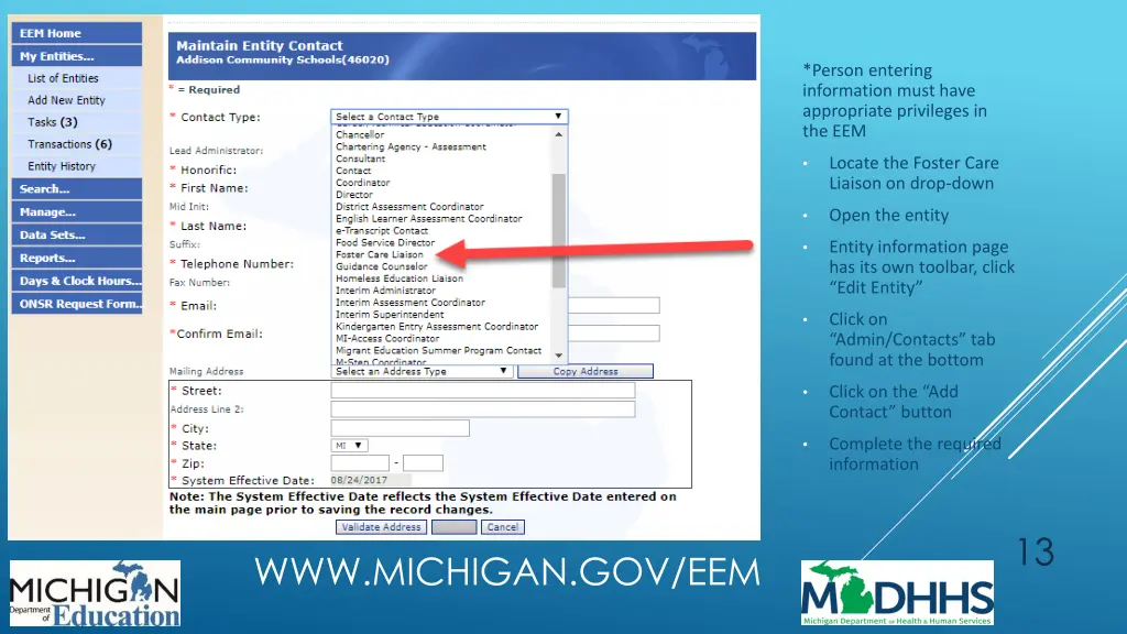 person entering information must have appropriate