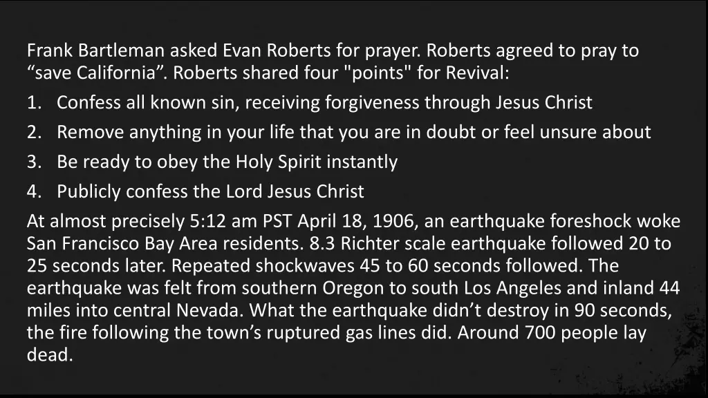 frank bartleman asked evan roberts for prayer