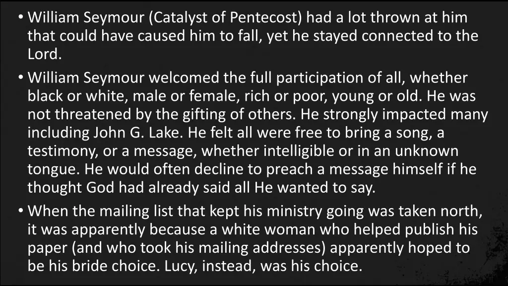 william seymour catalyst of pentecost
