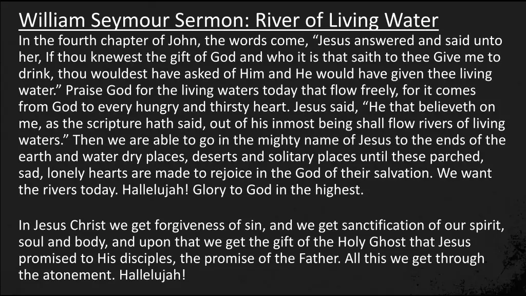 william seymour sermon river of living water