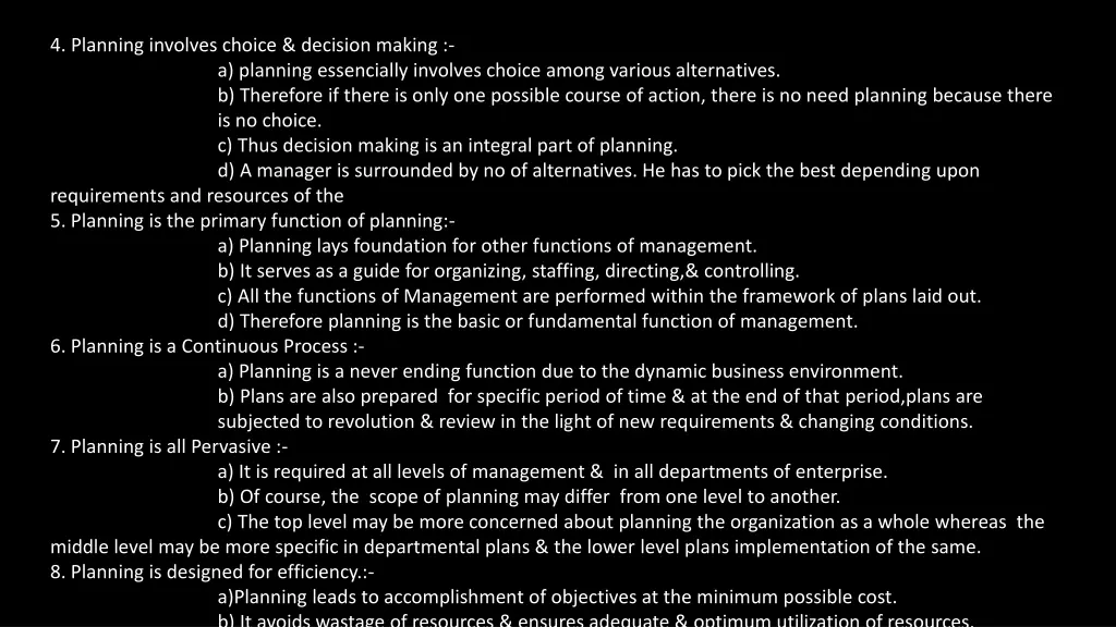 4 planning involves choice decision making