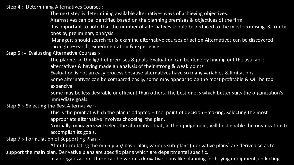 step 4 determining alternatives courses the next