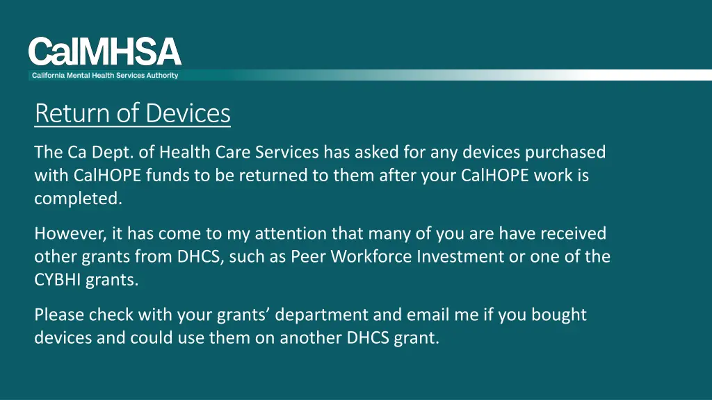 return of devices