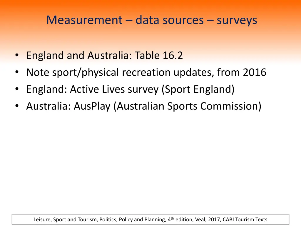 measurement data sources surveys