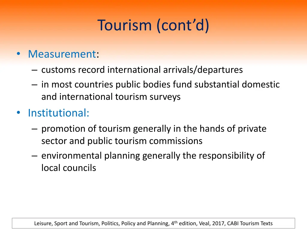 tourism cont d