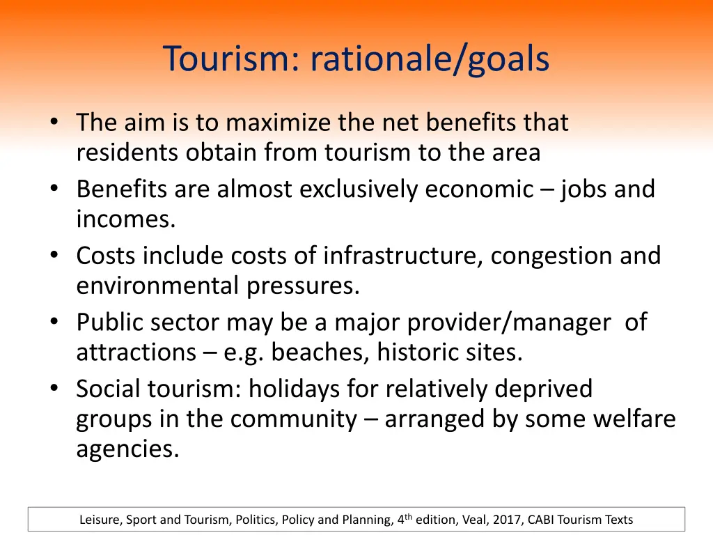 tourism rationale goals
