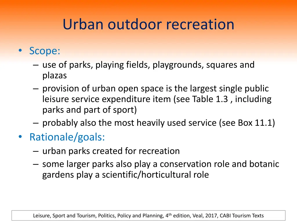 urban outdoor recreation