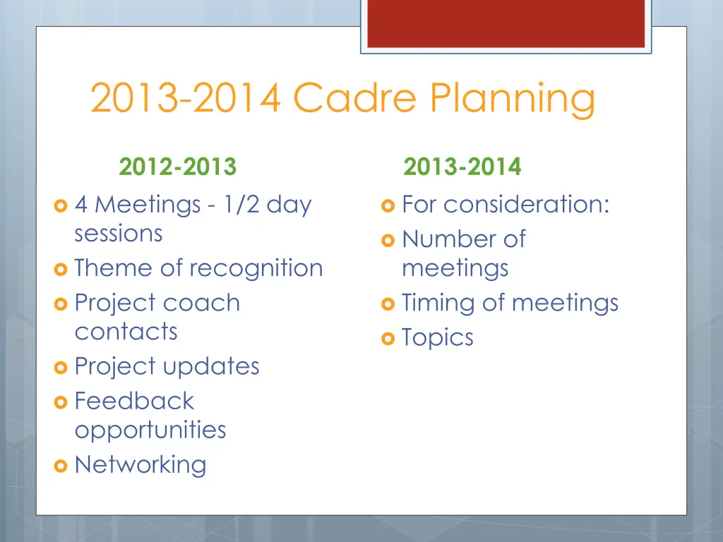 2013 2014 cadre planning