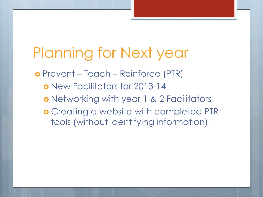 planning for next year