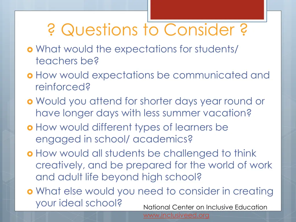 questions to consider what would the expectations