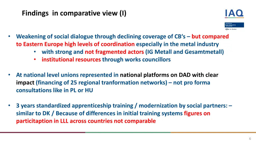 findings in comparative view i