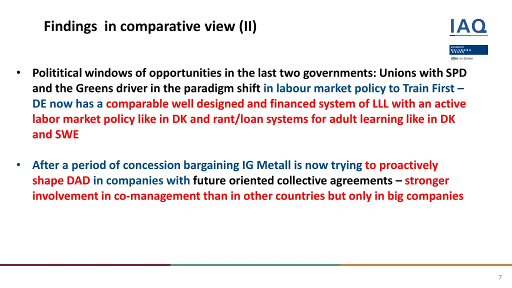 findings in comparative view ii