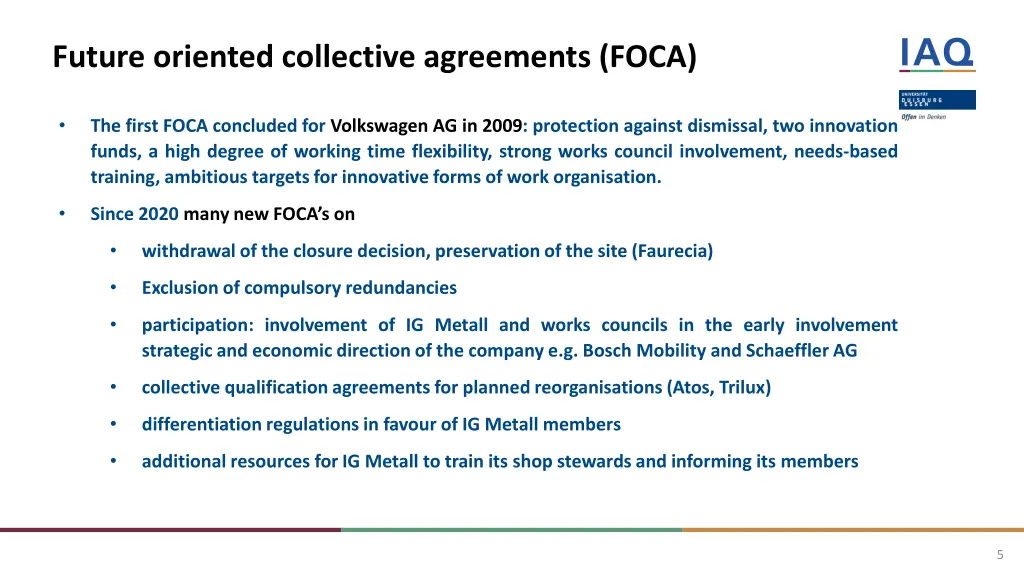 future oriented collective agreements foca